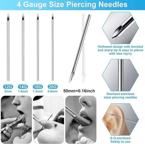 Dexpinzo Body Septum Piercing Kit for All Piercings | Piercing Needles with Piercing Jewelry and Tools for Ear Nose Belly Button Nipple Lip Cartilage Eyebrow Tongue Piercing Kit in Saudi Arabia