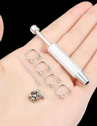 Oufksiyy 16G 8mm Opal Horseshoe Nose Ring For Women Men Surgical Steel Silver Small Septum Rings 18 Gauge Double Opal Horse Shoe Nose Rings in Saudi Arabia