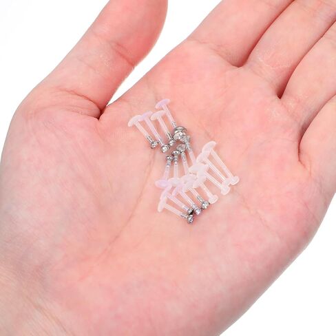 24 Pcs Clear Lip Rings Studs 16G Clear Push Top Piercing Retainers Earrings For Work Surgery Sport Plastic Push in Lip Labret Bioflex Flat Back Tragus Helix Catilage Conch Earrings 6mm 8mm 10mm 12mm in Saudi Arabia