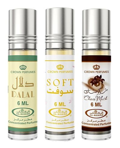 Al Rehab Perfume Oil Rollerball Set – 3-Piece Collection for Everyone (0.2 oz Each) – Includes Choco Musk, Soft, and Dalal in Saudi Arabia