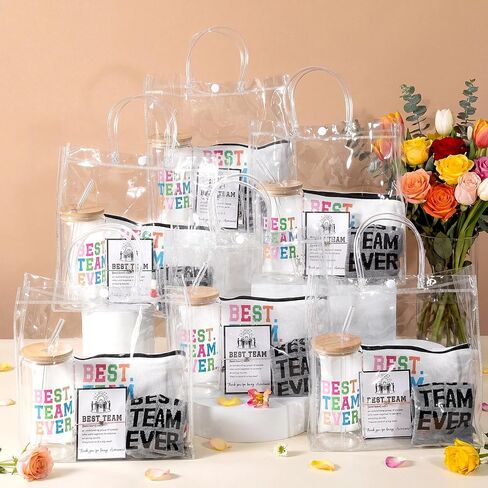 36 Pcs Best Team Ever Gifts Set Glass Cups Makeup Bag Socks Heart Bracelet Cards PVC Gift Bags for Office Group in Saudi Arabia