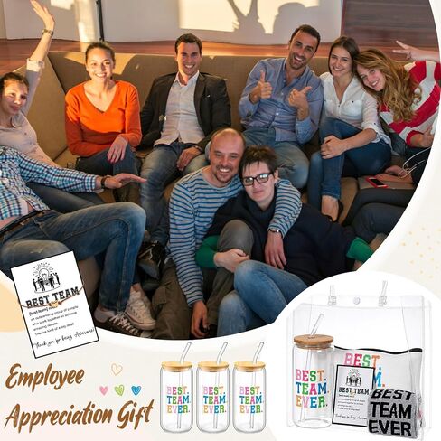 36 Pcs Best Team Ever Gifts Set Glass Cups Makeup Bag Socks Heart Bracelet Cards PVC Gift Bags for Office Group in Saudi Arabia