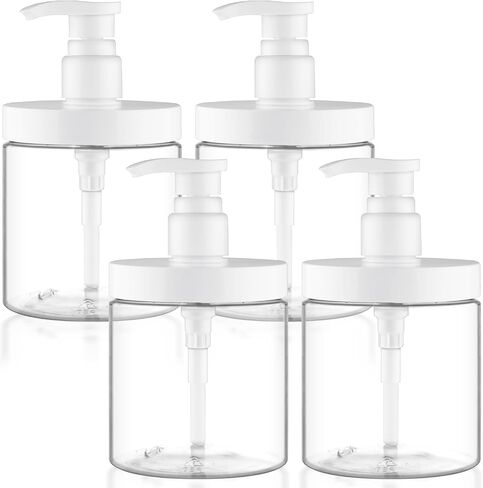 4 Pcs Pump Press Bottles Clear Plastic Shower Shampoo Bottles Empty Refillable Pump Dispenser for Lotion Soap Body Wash - 1000ml/34oz in Saudi Arabia