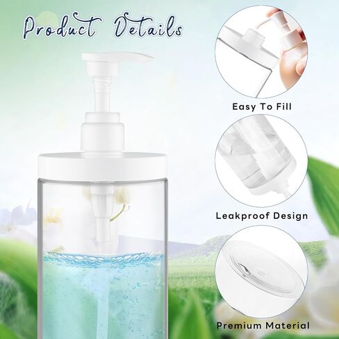 4 Pcs Pump Press Bottles Clear Plastic Shower Shampoo Bottles Empty Refillable Pump Dispenser for Lotion Soap Body Wash - 1000ml/34oz in Kuwait