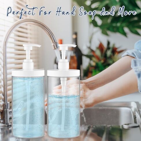 4 Pcs Pump Press Bottles Clear Plastic Shower Shampoo Bottles Empty Refillable Pump Dispenser for Lotion Soap Body Wash - 1000ml/34oz in Kuwait