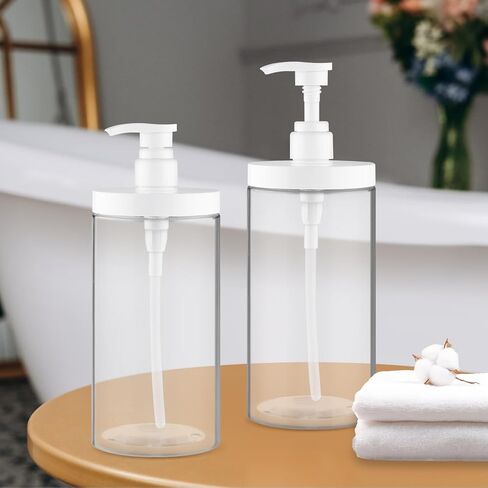 4 Pcs Pump Press Bottles Clear Plastic Shower Shampoo Bottles Empty Refillable Pump Dispenser for Lotion Soap Body Wash - 1000ml/34oz in Kuwait
