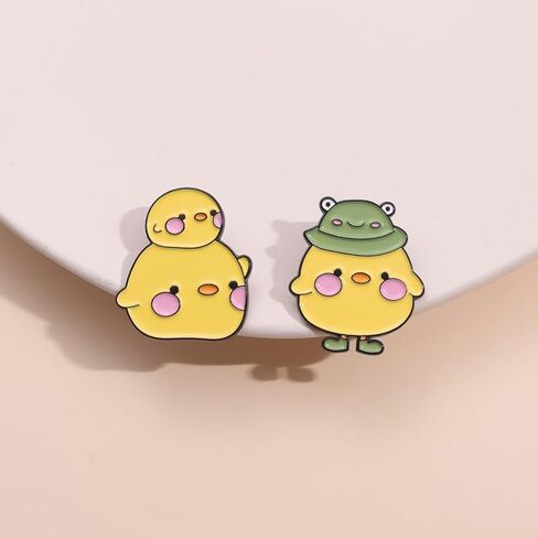 12Pcs Cute Lemon & Duck Enamel Pins Set Cartoon Fruit Animal Alloy Lapel Pins Creative Brooches Badges for Jackets, Backpacks, Hats, Bags Decoration for Fruit Lovers Animal Fans in Kuwait