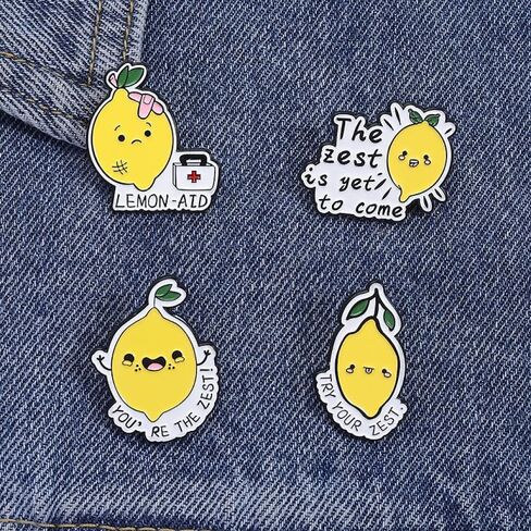 12Pcs Cute Lemon & Duck Enamel Pins Set Cartoon Fruit Animal Alloy Lapel Pins Creative Brooches Badges for Jackets, Backpacks, Hats, Bags Decoration for Fruit Lovers Animal Fans in Kuwait