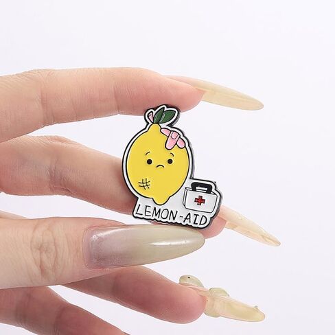 12Pcs Cute Lemon & Duck Enamel Pins Set Cartoon Fruit Animal Alloy Lapel Pins Creative Brooches Badges for Jackets, Backpacks, Hats, Bags Decoration for Fruit Lovers Animal Fans in Kuwait