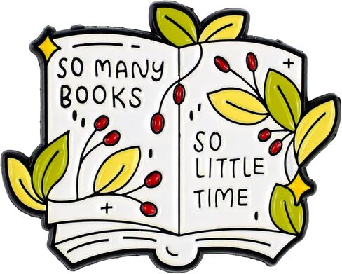 So Many Books So Little Time Pin Brooch, Book Lover Enamel Pin, Gift For Reading Lover Bookworm Reader Librarian, Bibliophile Lapel Badge, Book Club Brooches, Bookish Quote, Library Accessories in Saudi Arabia