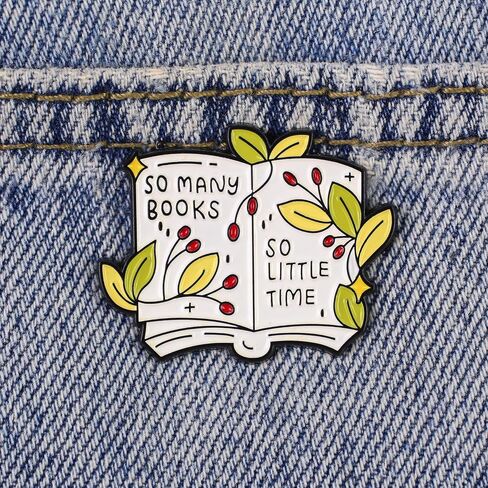 So Many Books So Little Time Pin Brooch, Book Lover Enamel Pin, Gift For Reading Lover Bookworm Reader Librarian, Bibliophile Lapel Badge, Book Club Brooches, Bookish Quote, Library Accessories in Saudi Arabia