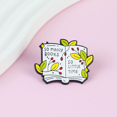 So Many Books So Little Time Pin Brooch, Book Lover Enamel Pin, Gift For Reading Lover Bookworm Reader Librarian, Bibliophile Lapel Badge, Book Club Brooches, Bookish Quote, Library Accessories in Saudi Arabia