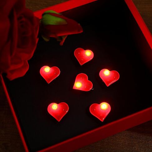 SEWACC 20pcs Valentine's Day Luminous Red Heart Brooch, LED Glowing Lapel Brooch Pins, Valentine's Day Wedding Birthday Party Decoration Accessories in Saudi Arabia