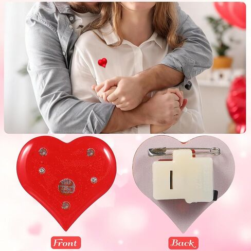 SEWACC 20pcs Valentine's Day Luminous Red Heart Brooch, LED Glowing Lapel Brooch Pins, Valentine's Day Wedding Birthday Party Decoration Accessories in Saudi Arabia