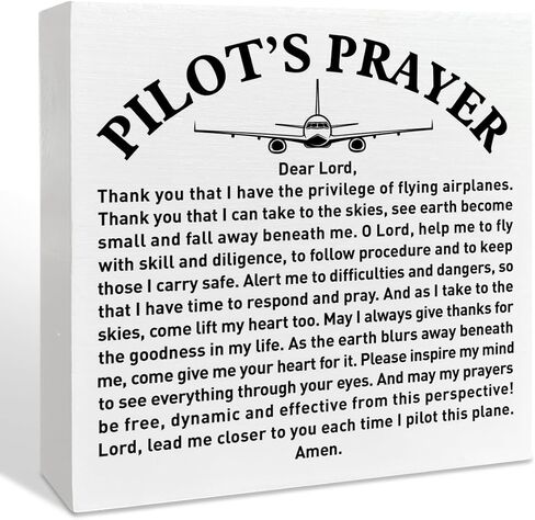 Pilot Gifts for Men Aviators, Aviation Gifts, Gifts for Pilots, Pilot's Prayer Wooden Box Sign Decor, Birthday Christmas Gifts for Pilot Dad, Son, Husband, Closer to You Each Time I Pilot This Plane in Saudi Arabia