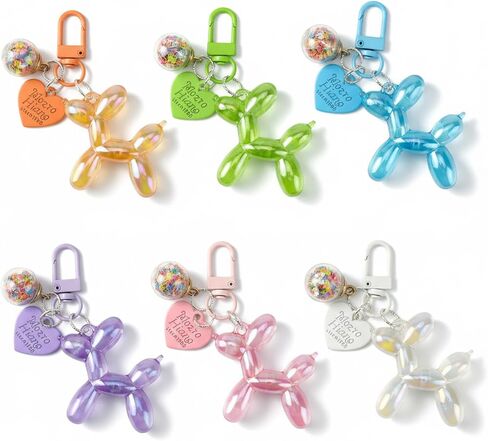 Colorful Balloon Dog Keychain Set, 6 Pcs Jelly Style Key Chain, Cute Bag Charms for Purse Backpack Women Girls in Kuwait