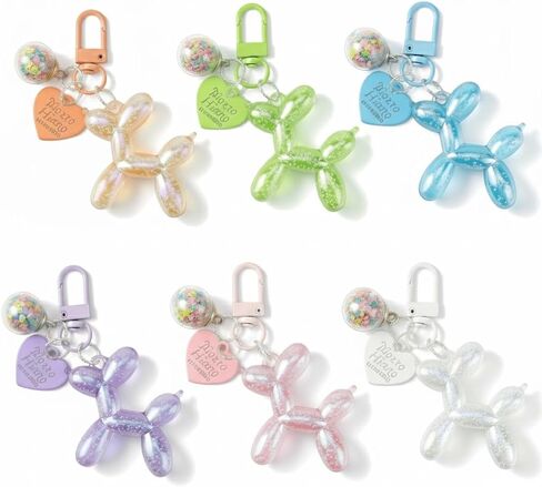 Colorful Balloon Dog Keychain Set, 6 Pcs Jelly Style Key Chain, Cute Bag Charms for Purse Backpack Women Girls in Kuwait