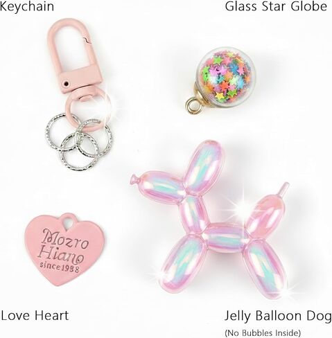Colorful Balloon Dog Keychain Set, 6 Pcs Jelly Style Key Chain, Cute Bag Charms for Purse Backpack Women Girls in Kuwait