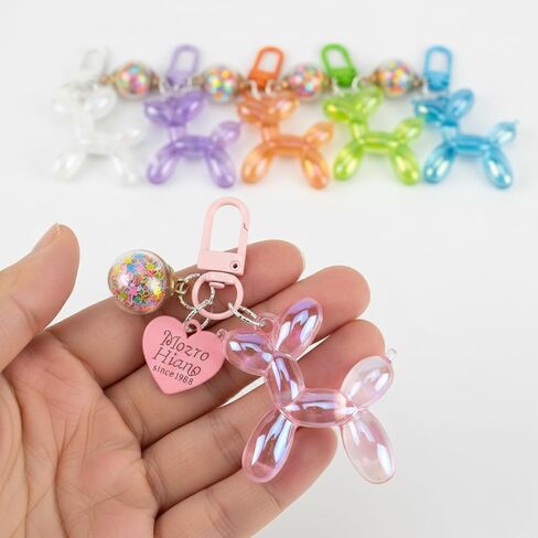 Colorful Balloon Dog Keychain Set, 6 Pcs Jelly Style Key Chain, Cute Bag Charms for Purse Backpack Women Girls in Kuwait