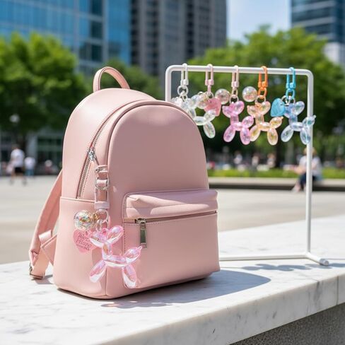 Colorful Balloon Dog Keychain Set, 6 Pcs Jelly Style Key Chain, Cute Bag Charms for Purse Backpack Women Girls in Kuwait