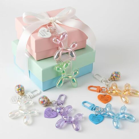Colorful Balloon Dog Keychain Set, 6 Pcs Jelly Style Key Chain, Cute Bag Charms for Purse Backpack Women Girls in Kuwait
