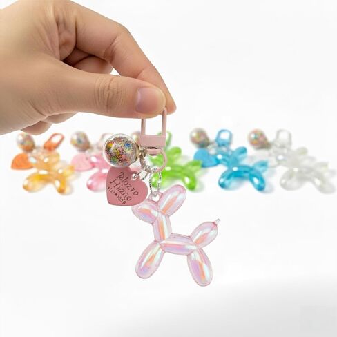 Colorful Balloon Dog Keychain Set, 6 Pcs Jelly Style Key Chain, Cute Bag Charms for Purse Backpack Women Girls in Kuwait