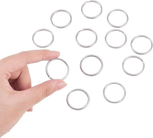 LiQunSweet 100PCS 316 Stainless Steel 25mm (1 Inch) Round Split Circular Keychain Ring Bulk for Craft Jewelry Making Car Home Keys in Kuwait