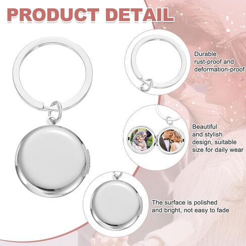 سلسلة مفاتيح MECCANIXITY Locket للنساء، سلاسل مفاتيح قلادة صورة ساحرة مع صندوق هدايا لعيد الميلاد in Kuwait