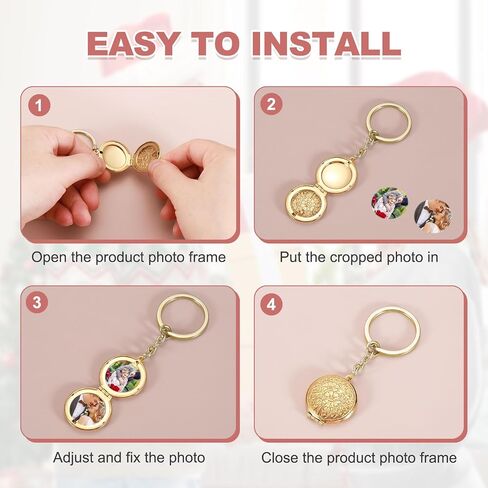 سلسلة مفاتيح MECCANIXITY Locket للنساء، سلاسل مفاتيح قلادة صورة ساحرة مع صندوق هدايا لعيد الميلاد in Kuwait