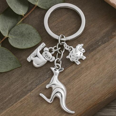 Animal Keychain with Australia – Koala, Kangaroo, and Sheep Charms, Creative Souvenir for Bag Charms,Funny Keychains Gift for Women Girls Men Animal Lovers and Travelers in Saudi Arabia