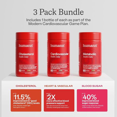 Humann Cholesterol, Metabolic & Cardiovascular Health Daily Bundle, 180 Total Capsules (3 x 60ct Bottles), 30-Day Supply in Saudi Arabia