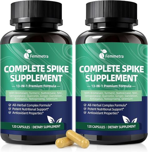 Spike Protein Detox Capsules, Nattokinase Supplement 8000FU, Quercetin with Bromelain & Curcumin etc. 13-in-1 Protein Capsules Wellness Formula for Immune Health, Vegan, Non-GMO, 120 Capsules in Saudi Arabia