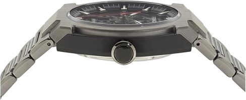 Ferragamo Ferragamo Supreme Skeleton Collection Luxury Mens Watch Timepieces with a Grey Bracelet Featuring a Gun Case and a Black Dial in Kuwait