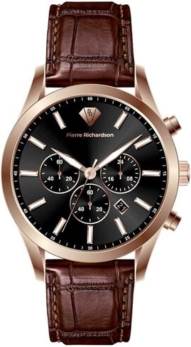PIERRE RICHARDSON Men’s Luxury Watch PR2320 – Silver Stainless Steel Quartz, 44mm, 5ATM Water Resistant, Scratch-Resistant Sapphire Crystal Glass in Saudi Arabia