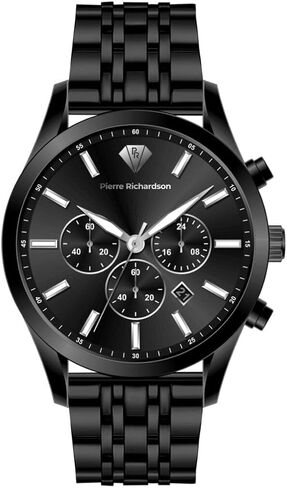 PIERRE RICHARDSON Men’s Luxury Watch PR2320 – Silver Stainless Steel Quartz, 44mm, 5ATM Water Resistant, Scratch-Resistant Sapphire Crystal Glass in Saudi Arabia