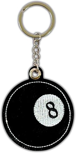 Y2K 8 Ball Keychain – Black Leather Embroidered Charm, Trendy Backpack Keychain for Teen Girls, Cute Bag Charms Aesthetic in Saudi Arabia