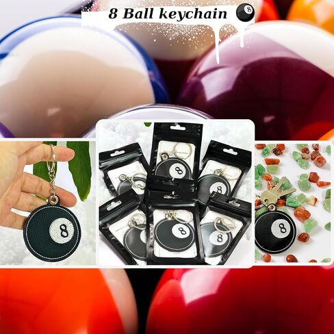 Y2K 8 Ball Keychain – Black Leather Embroidered Charm, Trendy Backpack Keychain for Teen Girls, Cute Bag Charms Aesthetic in Saudi Arabia