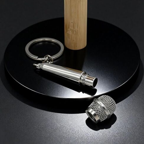 2PCS Microphone Keychain Bag Charms Metal Cute Microphone Music Key Chain Ring for Handbag Purse Men Women Boys Girls in Saudi Arabia