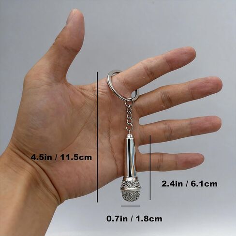 2PCS Microphone Keychain Bag Charms Metal Cute Microphone Music Key Chain Ring for Handbag Purse Men Women Boys Girls in Saudi Arabia