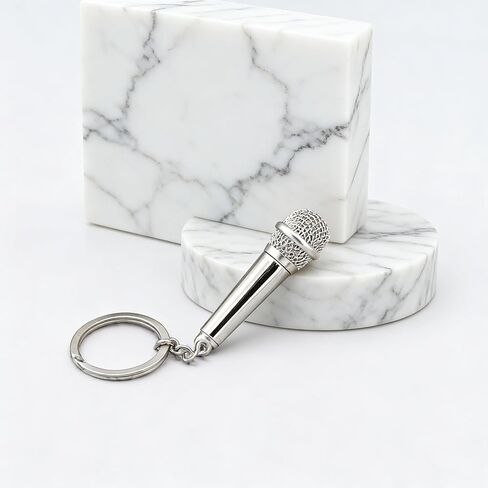 2PCS Microphone Keychain Bag Charms Metal Cute Microphone Music Key Chain Ring for Handbag Purse Men Women Boys Girls in Saudi Arabia