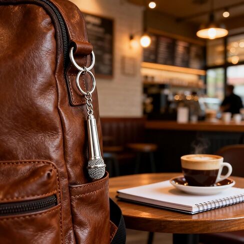 2PCS Microphone Keychain Bag Charms Metal Cute Microphone Music Key Chain Ring for Handbag Purse Men Women Boys Girls in Saudi Arabia
