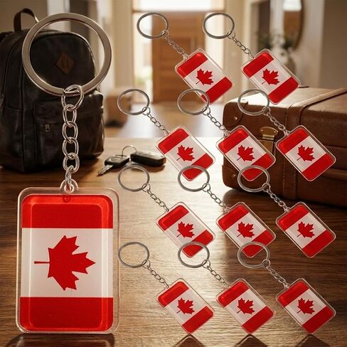12 قطعة ملصقات علم كندا سلاسل المفاتيح الاكريليك مابل ليف تذكارية Keyrings سلاسل المفاتيح اكسسوارات للوازم الكندية الرجال النساء حقائب الظهر السيارات الشاحنات in Kuwait