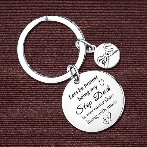 Fathers Day Gift Step Dad Keychain from Daughter Son Bonus Dad Gift Stepfather Keyring Christmas Birthday Gifts for Stepdad in Saudi Arabia