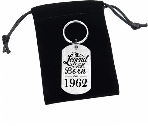 Yobent 64th Birthday Gifts for Men 1962, Happy 64th Birthday Keychain, 64 Year Old Birthday Gifts for Women, The Legend was Born in 1962 in Kuwait