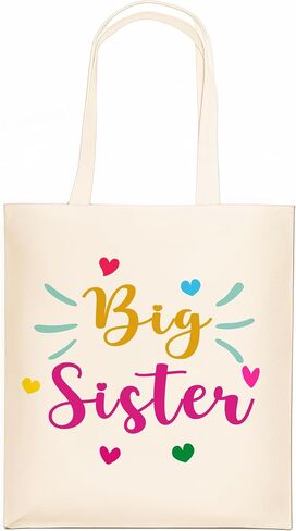 Big Sister Gift Tote Bag, Funny Canvas Shoulder Grocery Big Sister Tote Bag for Girl Gifts Daughter Woman Camping Book Beach Bags in Saudi Arabia