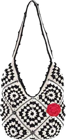 Crochet Hobo Tote Bag for Women,Boho Woven Summer Beach Purse,Large Capacity Crochet Shoulder Handbag for Daily & Vacation in Kuwait