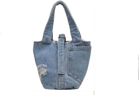 Leadigol Tote Bag Shoulder Bag Portable Handbag Canvas Personalize Large Capacity Denim Bucket Bag in Kuwait