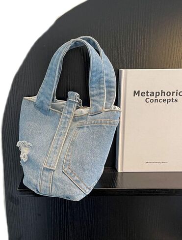 Leadigol Tote Bag Shoulder Bag Portable Handbag Canvas Personalize Large Capacity Denim Bucket Bag in Kuwait