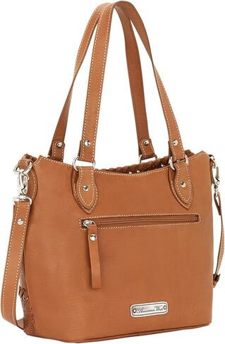 American West Hand Tooled Handcrafted 100% Genuine Leather Convertible Zip-Top Bucket Tote Purse for Women Harvest Moon Collection Western (Natural Tan) in Saudi Arabia