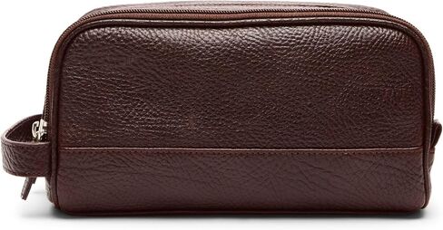 Leatherology Premium Black Oil Double Zip Toiletry Bag – Full-Grain Leather Men's Dopp Kit with Dual Compartments, Water-Resistant Lining & Top-Stitched Handle in Saudi Arabia